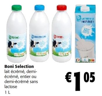 Promotions Boni selection lait écrémé, demiécrémé, entier ou demi-écrémé sans lactose - Boni - Valide de 22/05/2024 à 04/06/2024 chez Colruyt