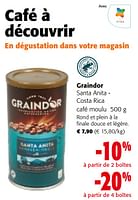 Promotions Graindor santa anita - costa rica café moulu - Graindor - Valide de 22/05/2024 à 04/06/2024 chez Colruyt