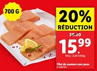 Promotions Filet de saumon sans peau - Produit maison - Lidl - Valide de 29/05/2024 à 04/06/2024 chez Lidl