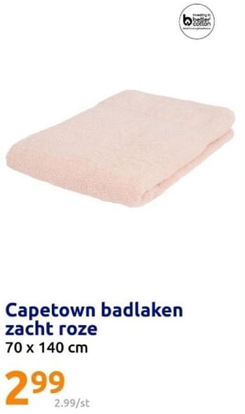 Promoties Capetown badlaken zacht roze - Huismerk - Action - Geldig van 22/05/2024 tot 28/05/2024 bij Action