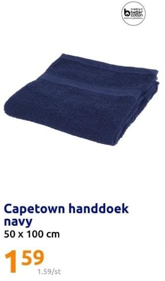 Promoties Capetown handdoek navy - Huismerk - Action - Geldig van 22/05/2024 tot 28/05/2024 bij Action