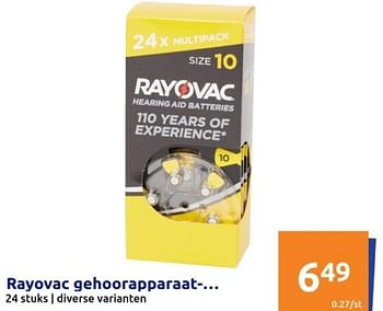 Promoties Rayovac gehoorapparaat- - Rayovac - Geldig van 22/05/2024 tot 28/05/2024 bij Action
