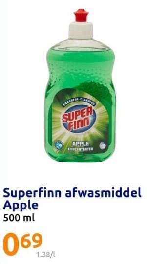 Promoties Superfinn afwasmiddel apple - Superfinn - Geldig van 22/05/2024 tot 28/05/2024 bij Action