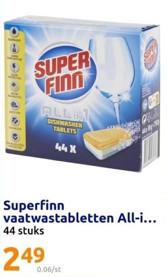 Promoties Superfinn vaatwastabletten all-in-1 - Superfinn - Geldig van 22/05/2024 tot 28/05/2024 bij Action