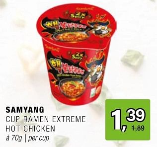 Promoties Samyang cup ramen extreme hot chicken - Samyang - Geldig van 15/05/2024 tot 04/06/2024 bij Amazing Oriental