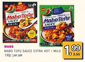 Promoties Wang mabo tofu sauce extra hot mild - Wang - Geldig van 15/05/2024 tot 04/06/2024 bij Amazing Oriental