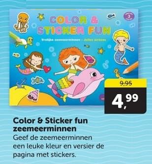 Promoties Color + sticker fun zeemeerminnen - Huismerk - Boekenvoordeel - Geldig van 25/05/2024 tot 02/06/2024 bij BoekenVoordeel
