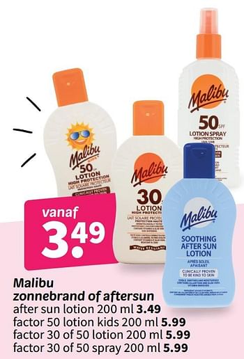 Promoties Malibu after sun lotion - Malibu - Geldig van 21/05/2024 tot 03/06/2024 bij Wibra