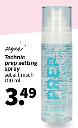 Promoties Technic prep setting spray - Technic - Geldig van 21/05/2024 tot 03/06/2024 bij Wibra
