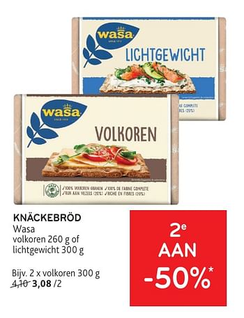 Promoties Knäckebröd wasa volkoren - Wasa - Geldig van 22/05/2024 tot 04/06/2024 bij Alvo