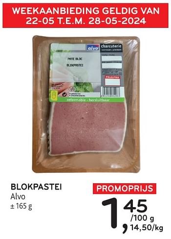 Promoties Blokpastei alvo - Huismerk - Alvo - Geldig van 22/05/2024 tot 04/06/2024 bij Alvo