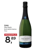 Promotions Cava mas macià brut nature reserva - Mousseux - Valide de 22/05/2024 à 04/06/2024 chez Alvo