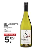 Promoties S de la sablette 2022 sauvignon wit - Witte wijnen - Geldig van 22/05/2024 tot 04/06/2024 bij Alvo