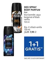 Promoties Deo spray body parfum axe black vanilla - Axe - Geldig van 22/05/2024 tot 04/06/2024 bij Alvo