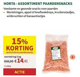 Promoties Horta assortiment paardensnacks wortelring - Huismerk - Horta - Geldig van 22/05/2024 tot 02/06/2024 bij Horta