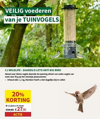 Promoties Cj wildlife zaadsilo leto anti big bird - CJ Wildlife - Geldig van 22/05/2024 tot 02/06/2024 bij Horta
