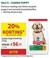 Promoties Hill`s canine puppy large breed kip - Hill's - Geldig van 22/05/2024 tot 02/06/2024 bij Horta
