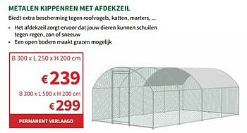 Promoties Metalen kippenren met afdekzeil - Huismerk - Horta - Geldig van 22/05/2024 tot 02/06/2024 bij Horta