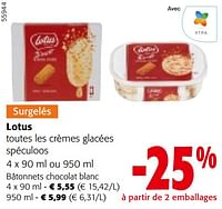 Promotions Lotus toutes les crèmes glacées spéculoos - Lotus Bakeries - Valide de 22/05/2024 à 04/06/2024 chez Colruyt