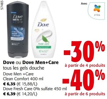 Promotions Dove ou dove men+care tous les gels douche - Dove - Valide de 22/05/2024 à 04/06/2024 chez Colruyt