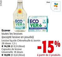 Promotions Ecover toutes les lessives - Ecover - Valide de 22/05/2024 à 04/06/2024 chez Colruyt