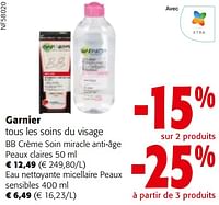 Promotions Garnier tous les soins du visage - Garnier - Valide de 22/05/2024 à 04/06/2024 chez Colruyt
