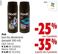 Promotions Axe tous les déodorants - Axe - Valide de 22/05/2024 à 04/06/2024 chez Colruyt