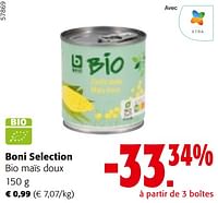 Promotions Boni selection bio maïs doux - Boni - Valide de 22/05/2024 à 04/06/2024 chez Colruyt