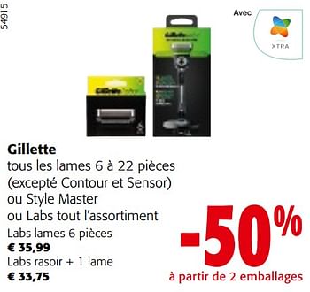 Promotions Gillette tous les lames - Gillette - Valide de 22/05/2024 à 04/06/2024 chez Colruyt