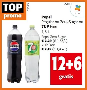 Promotions Pepsi regular ou zero sugar ou 7up free - Produit maison - Colruyt - Valide de 22/05/2024 à 04/06/2024 chez Colruyt