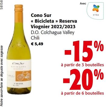 Promotions Cono sur bicicleta reserva viognier 2022-2023 d.o. colchagua valley chili - Vins blancs - Valide de 22/05/2024 à 04/06/2024 chez Colruyt