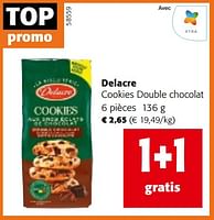 Promotions Delacre cookies double chocolat - Delacre - Valide de 22/05/2024 à 04/06/2024 chez Colruyt