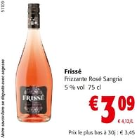 Promotions Frissé frizzante rosé sangria - Vins rosé - Valide de 22/05/2024 à 04/06/2024 chez Colruyt