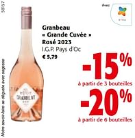 Promotions Granbeau grande cuvée rosé 2023 i.g.p. pays d’oc - Vins rosé - Valide de 22/05/2024 à 04/06/2024 chez Colruyt