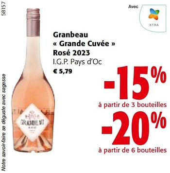 Promotions Granbeau grande cuvée rosé 2023 i.g.p. pays d’oc - Vins rosé - Valide de 22/05/2024 à 04/06/2024 chez Colruyt