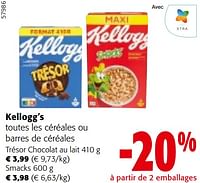 Promotions Kellogg’s toutes les céréales ou barres de céréales - Kellogg's - Valide de 22/05/2024 à 04/06/2024 chez Colruyt