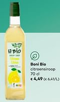 Promoties Boni bio citroensiroop - Boni - Geldig van 22/05/2024 tot 18/06/2024 bij Bioplanet
