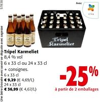 Promotions Tripel karmeliet - TRipel Karmeliet - Valide de 22/05/2024 à 04/06/2024 chez Colruyt