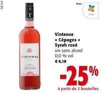 Promotions Vintense cépages syrah rosé vin sans alcool 0,0 % vol - Vins rosé - Valide de 22/05/2024 à 04/06/2024 chez Colruyt