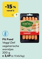 Promoties Fit food veggí deli vegetarische worstjes - Fitfood - Geldig van 22/05/2024 tot 18/06/2024 bij Bioplanet
