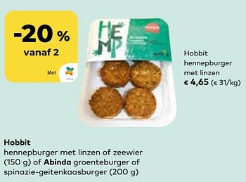 Promoties Hobbit hennepburger met linzen - De Hobbit - Geldig van 22/05/2024 tot 18/06/2024 bij Bioplanet