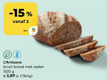 Promoties L’artisana bruin brood met zaden - L'Artisana - Geldig van 22/05/2024 tot 18/06/2024 bij Bioplanet