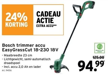 Promoties Bosch trimmer accu easygrasscut 18-230 18v - Bosch - Geldig van 22/05/2024 tot 04/06/2024 bij Gamma