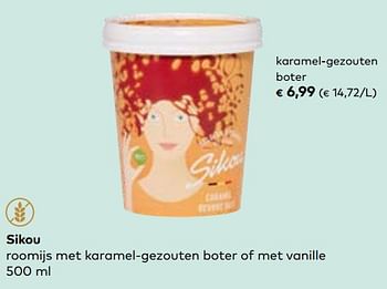 Promoties Sikou roomijs met karamel-gezouten boter - Sikou - Geldig van 22/05/2024 tot 18/06/2024 bij Bioplanet