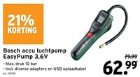 Promoties Bosch accu luchtpomp easypump - Bosch - Geldig van 22/05/2024 tot 04/06/2024 bij Gamma