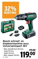 Promoties Bosch schroef en klopboormachine accu universallmpact - Bosch - Geldig van 22/05/2024 tot 04/06/2024 bij Gamma