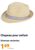 Promotions Chapeau pour enfant - Produit Maison - Action - Valide de 22/05/2024 à 28/05/2024 chez Action