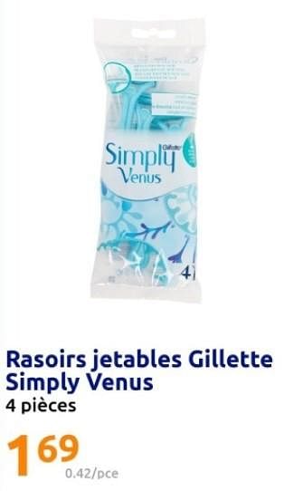 Promotions Rasoirs jetables gillette simply venus - Gillette - Valide de 22/05/2024 à 28/05/2024 chez Action
