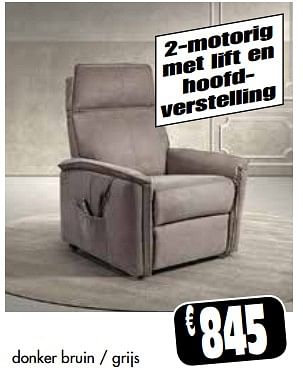 Promoties Relax stoel donker bruin - grijs - Huismerk - Budgetmeubelen - Geldig van 21/05/2024 tot 30/06/2024 bij Budget Meubelen