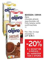 Promotions Boisson alpro soya chocolate - Alpro - Valide de 22/05/2024 à 04/06/2024 chez Alvo